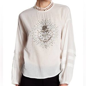 Free People Heart of Gold Embellished Boho Shirt